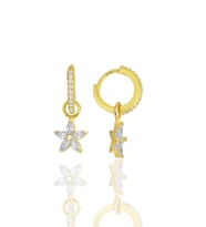 Gümüş altın yaldızlı zirkon taşlı lotus çiçeği küpe SGTL11942GOLD