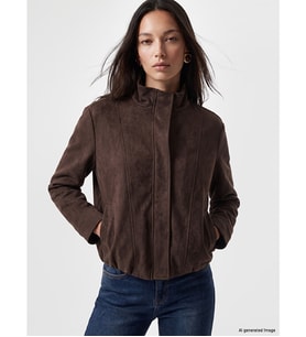 LCW STUDIO Kahverengi Oversize Kadın Süet Görünümlü Ceket