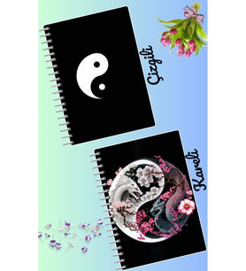 Yin yang defter seti 2 adet A4 boyutu 21*30 çizgili + kareli 60 syf