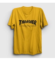 Presmono Unisex Sarı Logo V5 Thrasher T-Shirt 279003tt (Sarı)