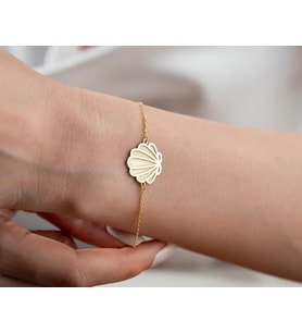 Kişiye Özel Tasarım Deniz Kabuğu Bileklik 925K Gümüş (Gold)