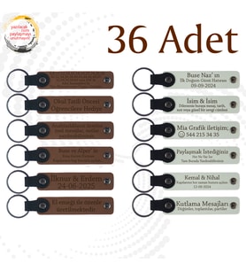 A Kahve & Beyaz, Dönem Bitişi İçin Hazırlanmış Sınıf Hediyesi, 36’lı Set, İsim Yazılan Anahtarlık