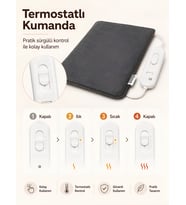 OMAK 220V Elektrikli Isıtıcı Minder 30X45 CM 5 Kademeli Termostatlı Kumandalı Ofis Büro Ev Bahçe Koltuk Sandalye El Ayak Isıtma Minderi