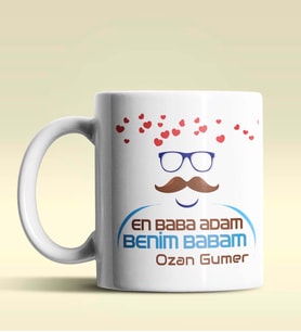 Kişiye Özel En Baba Adam Benim Babam Tasarımlı Beyaz Kupa Bardak