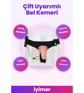 Titreşimli Realistik Penis ve Arka Plug İçeren Çift Uyarımlı Bel Kemeri – iyimor