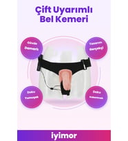 Titreşimli Realistik Penis ve Arka Plug İçeren Çift Uyarımlı Bel Kemeri – iyimor