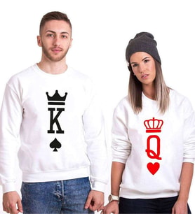 Tshirthane K Q King Queen Sevgili Kombinleri Sweatshirt Kombini (Tek Ürün Fiyatıdır.)
