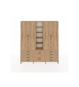 Arges Gardrop 9 Raflı 10 Çekmeceli 2 Askılı 220x30x243 Çam-Çam
