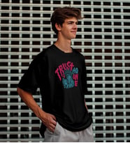 Özel Tasarım Oversize Siyah Tshirt (AG047)