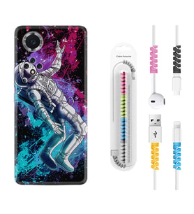 Huawei Nova Y70 Y90 Nova 9 SE  Kılıf Kablo Koruma Spiral Silikon Astronot Signs 1753