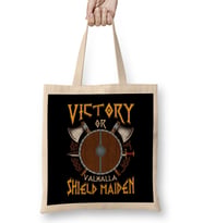 Victory Or Valhalla Shield Maiden Female Warrior Bez Çanta Uzun Saplı