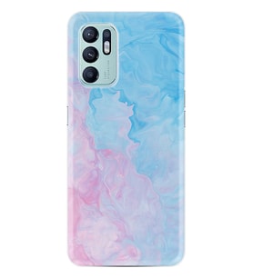 Oppo Reno 6 Kılıf Resimli Desenli Baskılı Silikon Pink Blue Abstract 1385