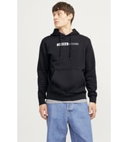 Jack & Jones Erkek Kapüşonlu Logo Baskılı Sweatshirt - Corp (Siyah)