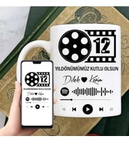 Yıl dönümümüz Kutlu Olsun Spotify Ses İzi Kupa Bardak (Beyaz)