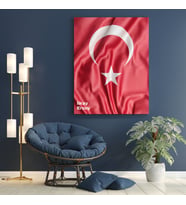Kişiye Özel Türk Bayrağı  Tasarımlı Yeni İş Hediyesi Kanvas Tablo 30x50 cm