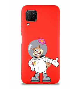 Huawei P40 Lite Soft Premier Kapak Sandy Tasarımlı Silikon Kılıf - Kırmızı (Şeffaf)