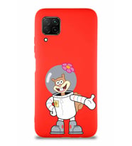 Huawei P40 Lite Soft Premier Kapak Sandy Tasarımlı Silikon Kılıf - Kırmızı (Şeffaf)