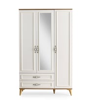 Irmak 3 Kapılı 2 Çekmeceli Gardrop Elbise Dolabı 120x48x195cm (Ekru)