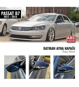 Volkswagen Passat Uyumlu B7 (2011-2014) Batman Yarasa Ayna Kapağı (Parlak Siyah) (Karışık)