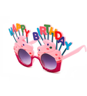 Happy Birthday Yazılı Pembe Fuşya Parti Gözlüğü