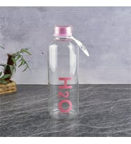 Borosilikat Cam Matara Pembe H2O Desenli 1litre