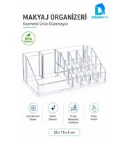 Çok Bölmeli Şeffaf Makyaj Organizeri, Rujluk ve Kozmetik Düzenleyici