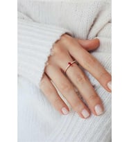Bordo Taşlı 925 Ayar Gümüş Yüzük (Gold)