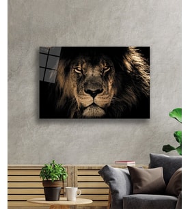 Aslan 19 Hayvan Cam Tablo