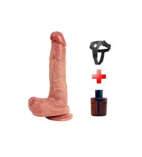 Belden Bağlamalı Yeni Nesil Çift Katmanlı 21,5 cm Realistik Dildo Penis