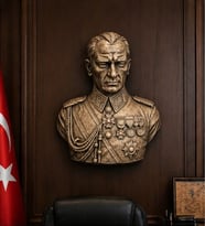 ATATÜRK Duvar Büstü Duvar Heykeli Dekoratif Asma Duvar Heykelleri 25 CM