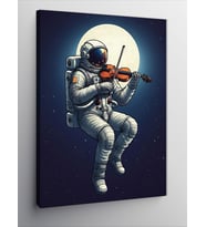 Kanvas Tablo Uzayda Keman Çalan Astronot