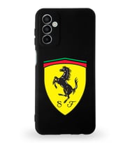 Samsung Galaxy M13 Uyumlu Lansman Kılıf. Altı Kapalı İçi Kadife  Ferrari Tasarımlı Silikon Kapak (Şeffaf)
