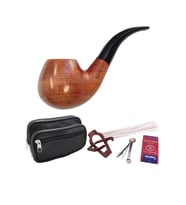 Falconetti 9 mm. Kahverengi Sandalwood Eğimli Sap Ahşap Pipo Seti rd36-takim