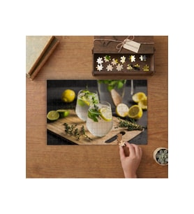 Limonlu Soda - Limon Dilimleri Tasarımı 240 parça Ahşap Puzzle Ahşap Kutuda MP02011