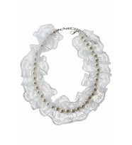 İncili Köpek Kolye- Tasma - Collar (Beyaz)
