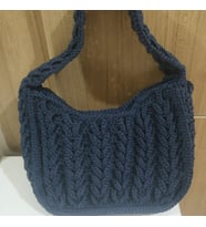 Lacivert Örgü Kadın Çantası,20*30 cm