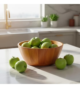 Doğal Akasya Ahşap Salata ve Sunum Kasesi – 30x13 cm Ekstra Derin ve Büyük Boy El Yapımı Meyvelik, Cips ve Patlamış Mısır Servis Kasesi