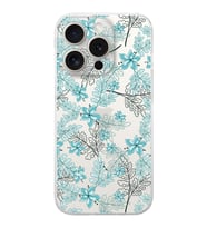 PrintiFy Apple iPhone 15 Pro Uyumlu Kamera Korumalı Floral Su Yeşili Tasarımlı Şeffaf Silikon Kılıf