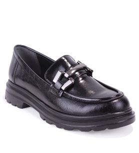 Dagoster DZA07-90814 Siyah Rugan Günlük Loafer  Kadın Ayakkabı (Parlak Siyah)