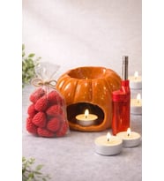 Balkabağı Buhurdanlık Koku Seti – Dekoratif Aromaterapi Mum Seti (Hediyelik)