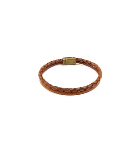 Camel Pure Braid – Taba Kahverengi Örgü Deri Erkek Bileklik-1403