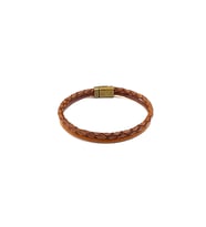 Camel Pure Braid – Taba Kahverengi Örgü Deri Erkek Bileklik-1403