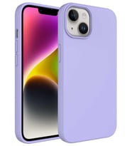 iPhone 14 Plus Kılıf Sıvı Teknolojili Silinebilir Kamera Çıkıntılı Lansman Sert Silikon (Lila)