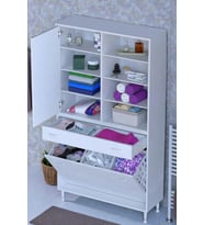 Eliusta Rule Sepetli Banyo/Mutfak Dolabı 90 cm Genişliğe Sahip 90x171x32,5 cm Üç Sepetli Beyaz Dolap
