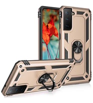 Samsung Galaxy S21 FE Kılıf Yüzüklü Zırh Tank Vega (Gold)