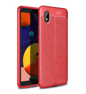 Samsung Galaxy A01 Core Kılıf Esnek Pu-Deri Leather-Pu Serisi Protected Case (Kırmızı)