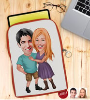 BK Gift Kişiye Özel Sevgililer Karikatürlü Taşınabilir Koruyucu Tablet Kılıfı & Organizer Çanta - Turuncu-80