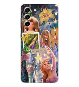 Samsung Galaxy S22 Uyumlu Rapunzel Kolaj Tasarımlı Şeffaf Telefon Kılıfı
