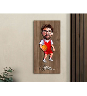 BK Gift Kişiye Özel Basketbol Karikatürlü Kabartma Figürlü Ahşap Tablo-5, Arkadaşa Hediye, Sevgiliye Hediye, Duvar Dekoru