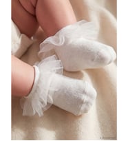 LCW baby Beyaz Düz Kız Bebek Patik Çorap
